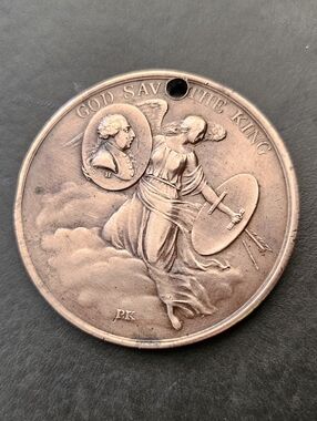 Victorian 'God Save The King' Commemorative Coin /Medal in Copper Tone